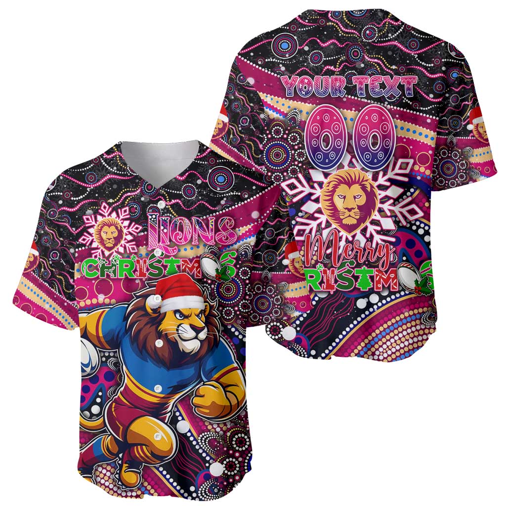 Merry Christmas AFL Brisbane Lions Baseball Jersey Aboriginal Santa Football Mascot