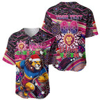 Merry Christmas AFL Brisbane Lions Baseball Jersey Aboriginal Santa Football Mascot