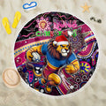 Merry Christmas AFL Brisbane Lions Beach Blanket Aboriginal Santa Football Mascot