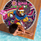 Merry Christmas AFL Brisbane Lions Beach Blanket Aboriginal Santa Football Mascot