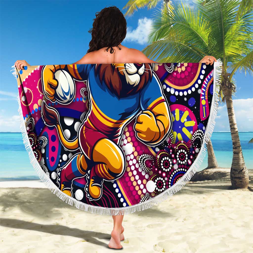 Merry Christmas AFL Brisbane Lions Beach Blanket Aboriginal Santa Football Mascot