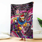 Merry Christmas AFL Brisbane Lions Blanket Aboriginal Santa Football Mascot
