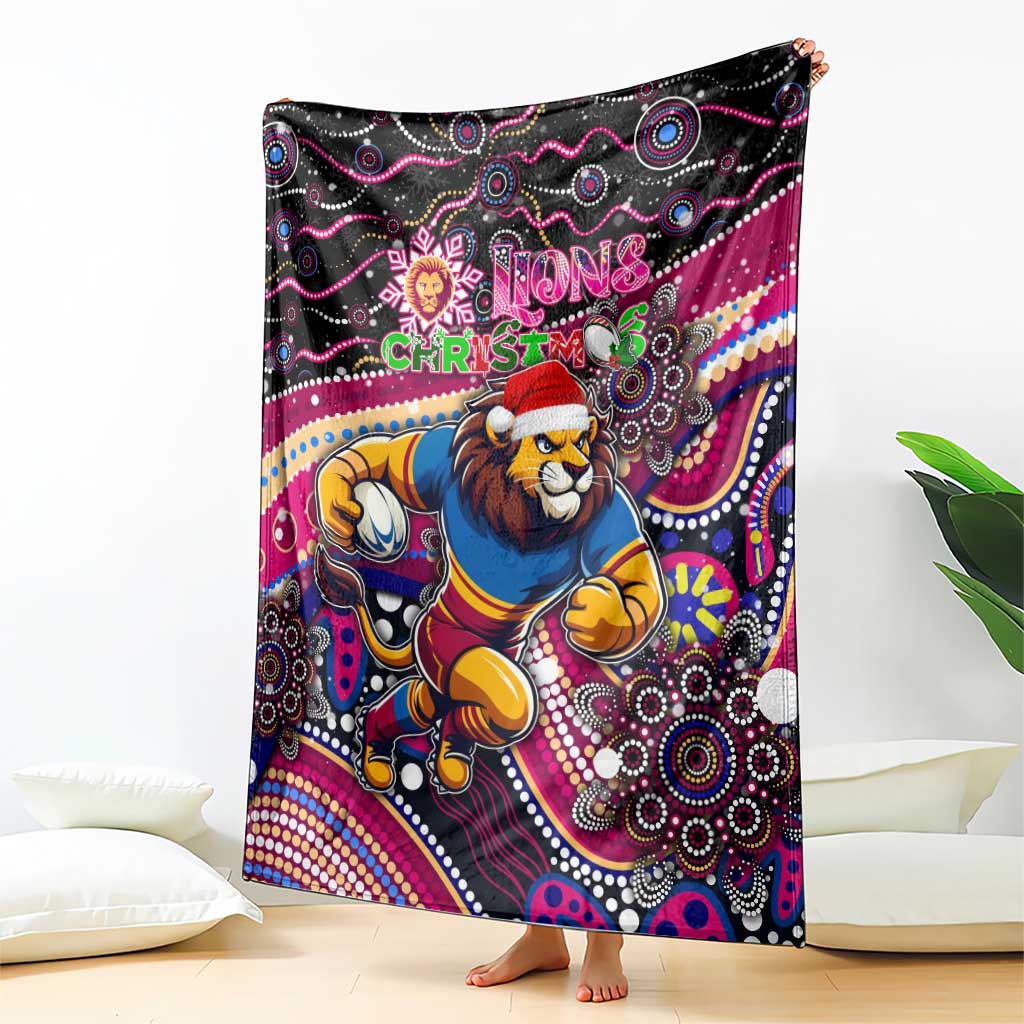 Merry Christmas AFL Brisbane Lions Blanket Aboriginal Santa Football Mascot