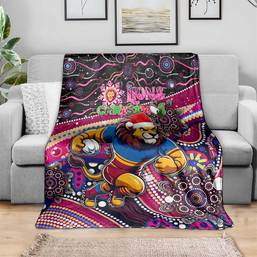 Merry Christmas AFL Brisbane Lions Blanket Aboriginal Santa Football Mascot