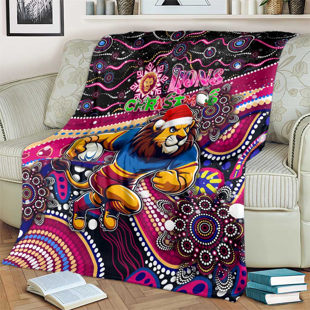 Merry Christmas AFL Brisbane Lions Blanket Aboriginal Santa Football Mascot