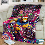 Merry Christmas AFL Brisbane Lions Blanket Aboriginal Santa Football Mascot