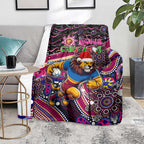 Merry Christmas AFL Brisbane Lions Blanket Aboriginal Santa Football Mascot