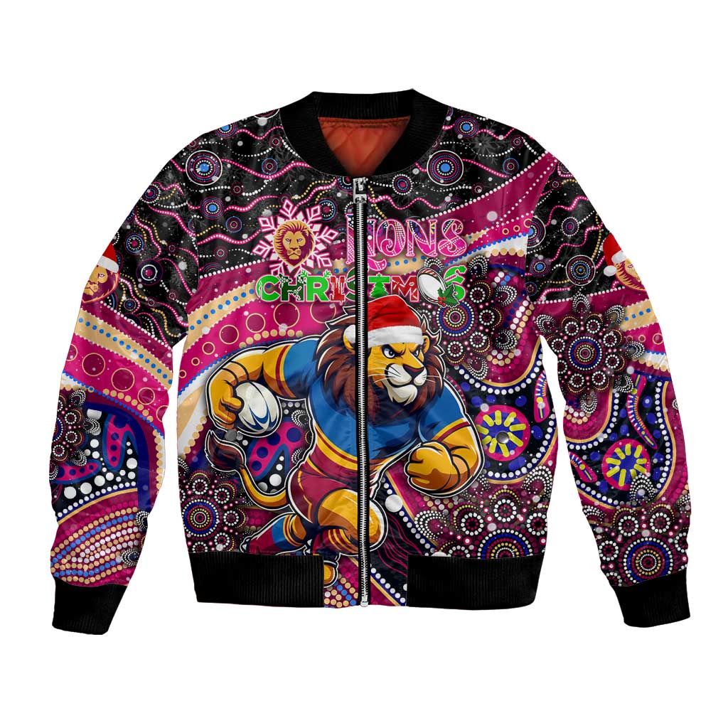 Merry Christmas AFL Brisbane Lions Bomber Jacket Aboriginal Santa Football Mascot