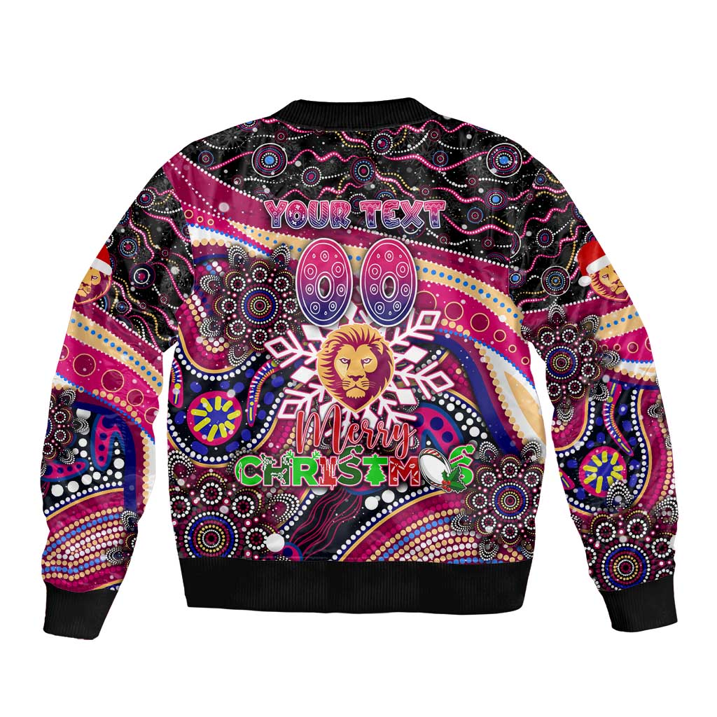 Merry Christmas AFL Brisbane Lions Bomber Jacket Aboriginal Santa Football Mascot