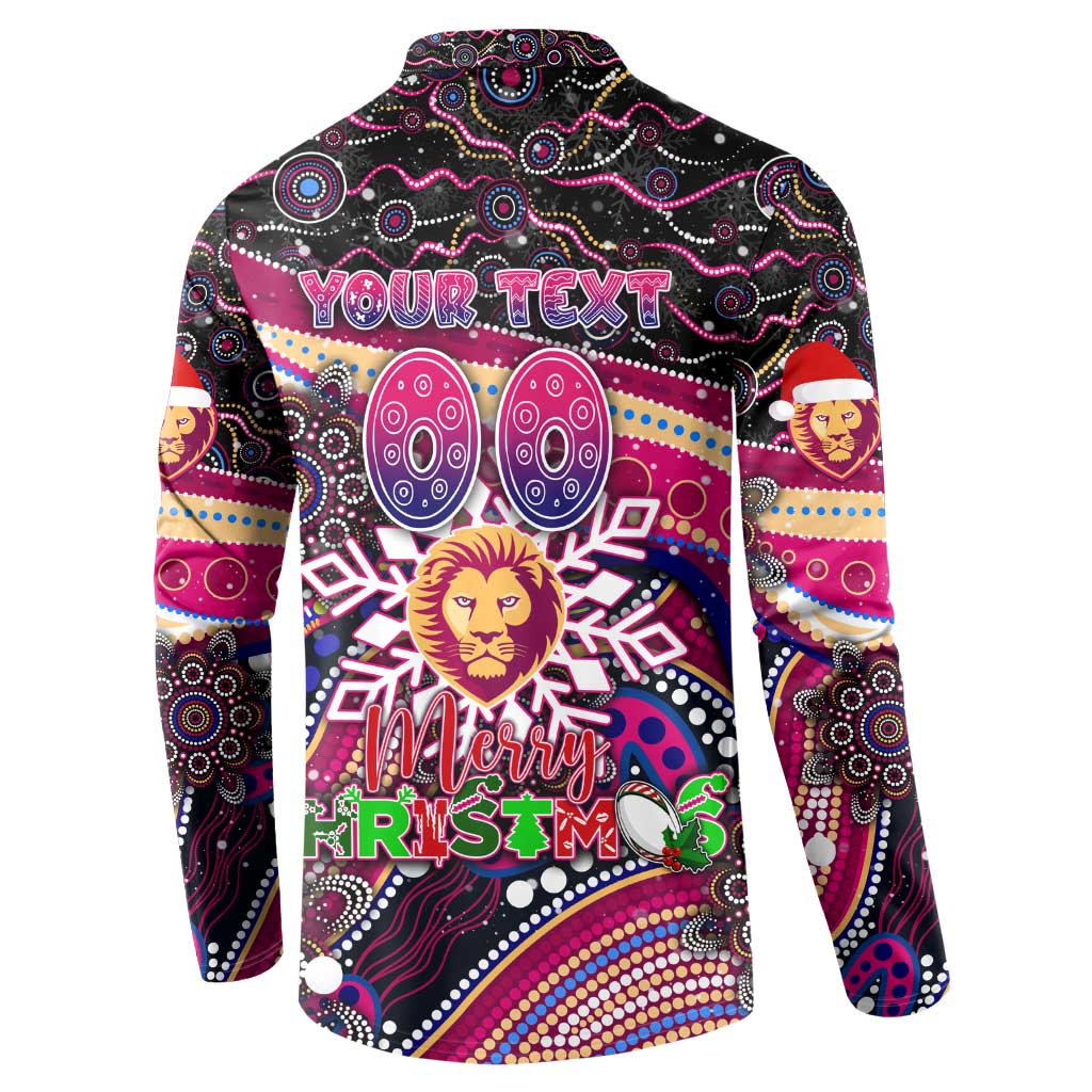 Merry Christmas AFL Brisbane Lions Button Sweatshirt Aboriginal Santa Football Mascot