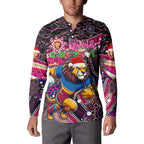 Merry Christmas AFL Brisbane Lions Button Sweatshirt Aboriginal Santa Football Mascot