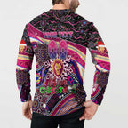 Merry Christmas AFL Brisbane Lions Button Sweatshirt Aboriginal Santa Football Mascot
