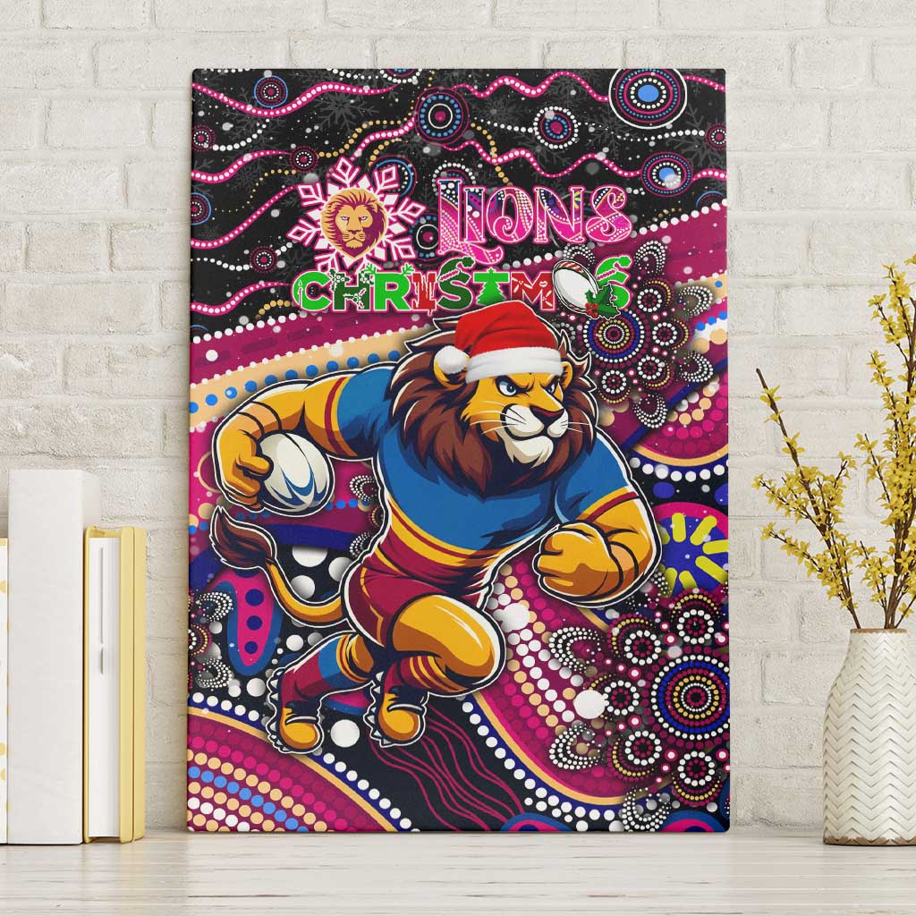 Merry Christmas AFL Brisbane Lions Canvas Wall Art Aboriginal Santa Football Mascot