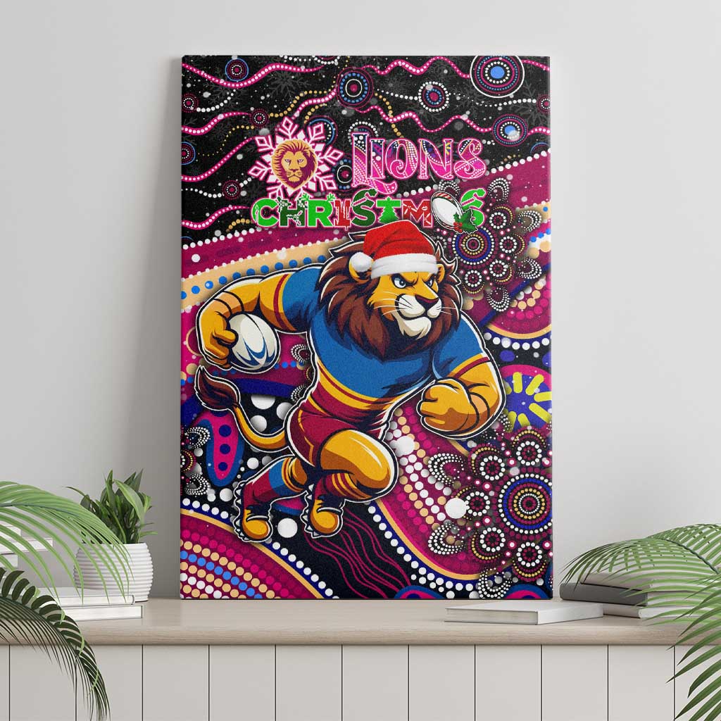 Merry Christmas AFL Brisbane Lions Canvas Wall Art Aboriginal Santa Football Mascot