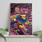 Merry Christmas AFL Brisbane Lions Canvas Wall Art Aboriginal Santa Football Mascot
