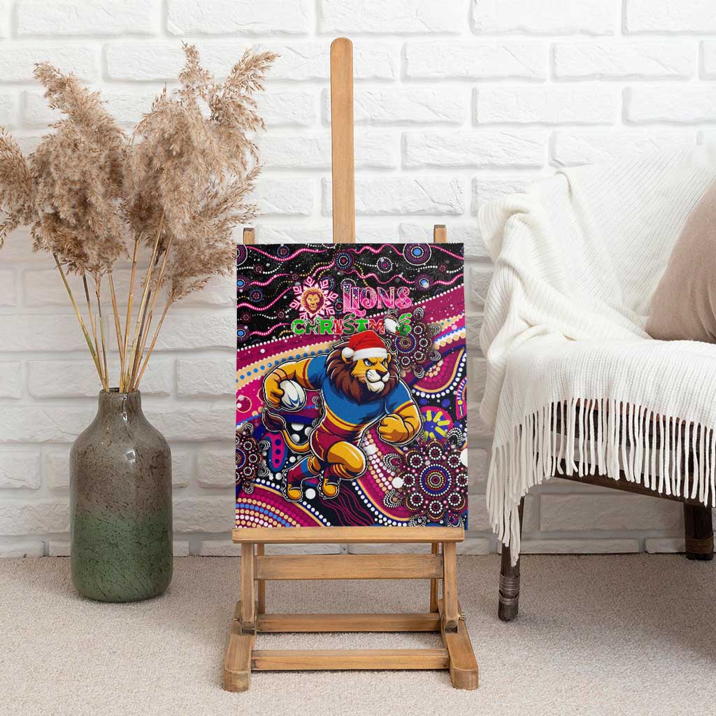 Merry Christmas AFL Brisbane Lions Canvas Wall Art Aboriginal Santa Football Mascot