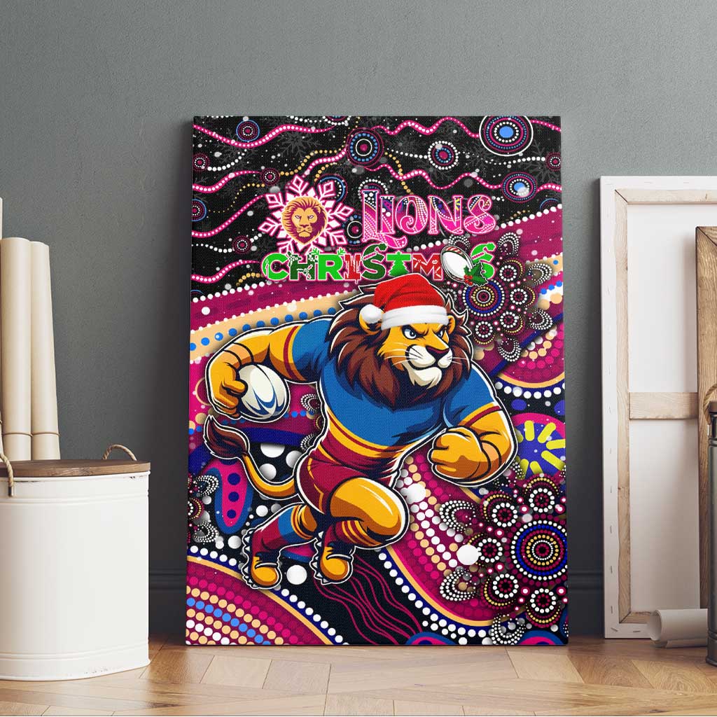 Merry Christmas AFL Brisbane Lions Canvas Wall Art Aboriginal Santa Football Mascot
