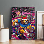 Merry Christmas AFL Brisbane Lions Canvas Wall Art Aboriginal Santa Football Mascot