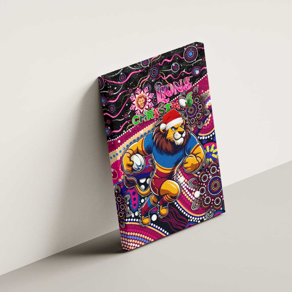 Merry Christmas AFL Brisbane Lions Canvas Wall Art Aboriginal Santa Football Mascot