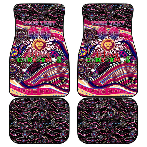 Merry Christmas AFL Brisbane Lions Car Mats Aboriginal Santa Football Mascot