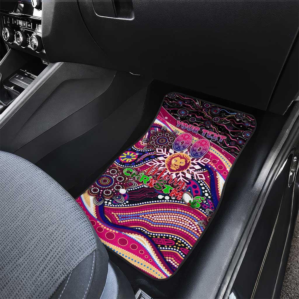 Merry Christmas AFL Brisbane Lions Car Mats Aboriginal Santa Football Mascot