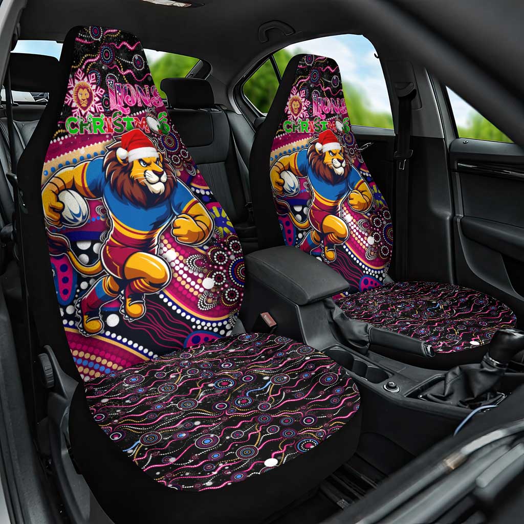 Merry Christmas AFL Brisbane Lions Car Seat Cover Aboriginal Santa Football Mascot