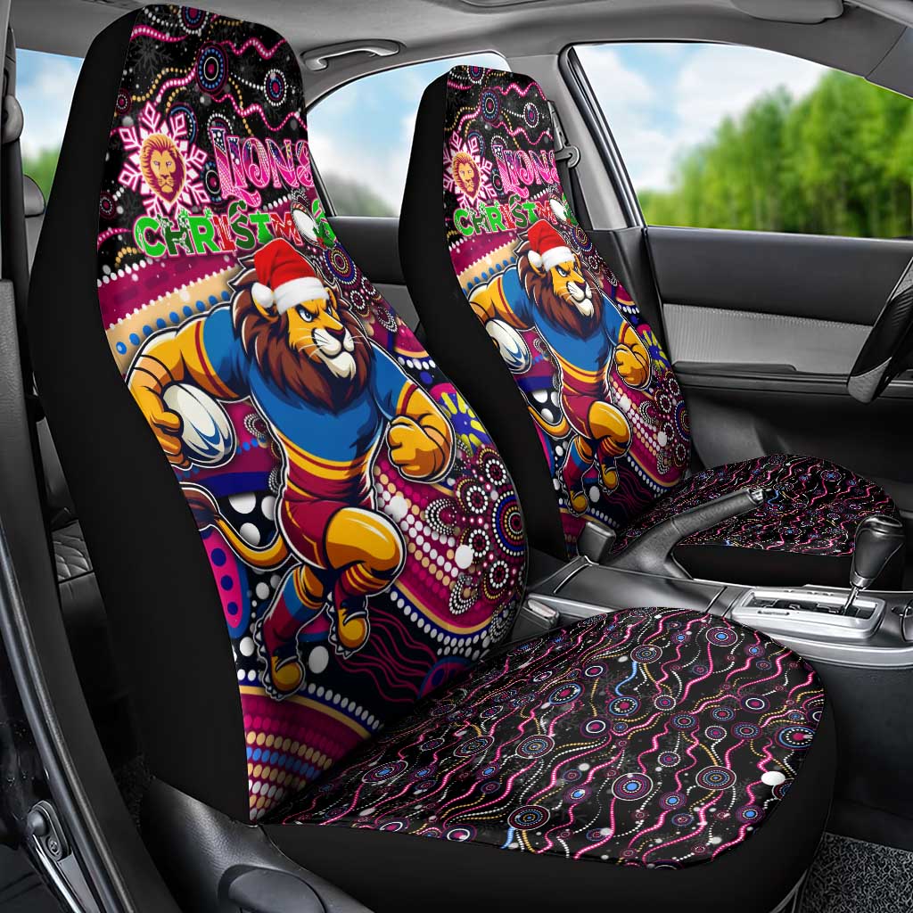 Merry Christmas AFL Brisbane Lions Car Seat Cover Aboriginal Santa Football Mascot
