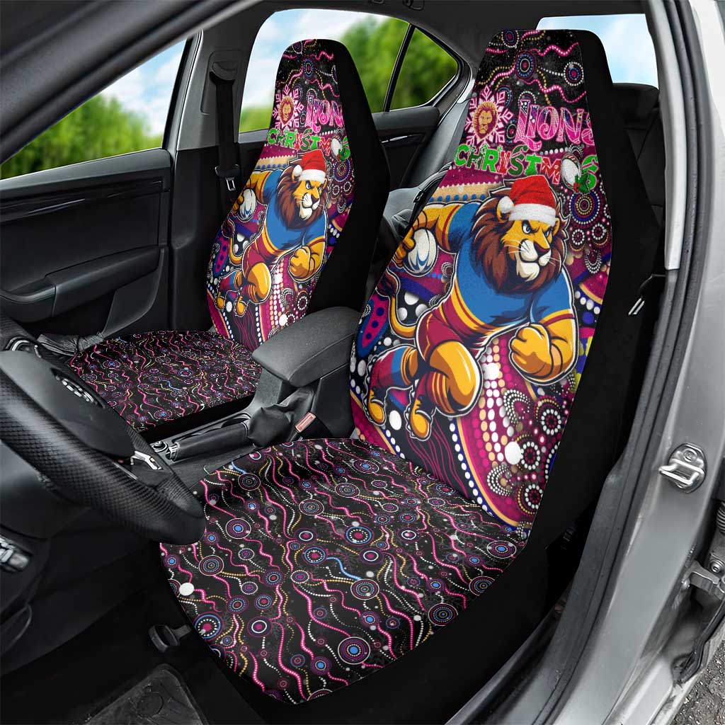 Merry Christmas AFL Brisbane Lions Car Seat Cover Aboriginal Santa Football Mascot