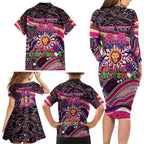 Merry Christmas AFL Brisbane Lions Family Matching Long Sleeve Bodycon Dress and Hawaiian Shirt Aboriginal Santa Football Mascot