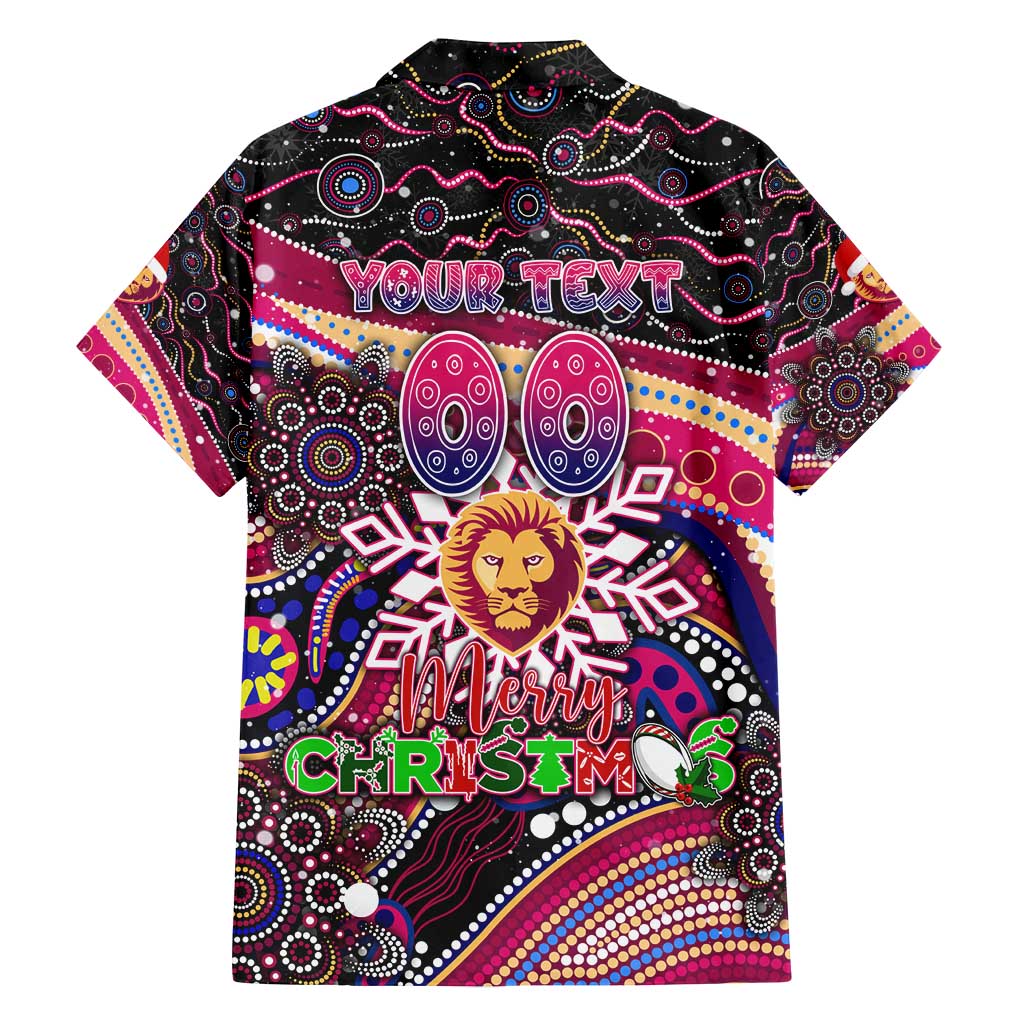 Merry Christmas AFL Brisbane Lions Family Matching Long Sleeve Bodycon Dress and Hawaiian Shirt Aboriginal Santa Football Mascot