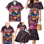 Merry Christmas AFL Brisbane Lions Family Matching Mermaid Dress and Hawaiian Shirt Aboriginal Santa Football Mascot
