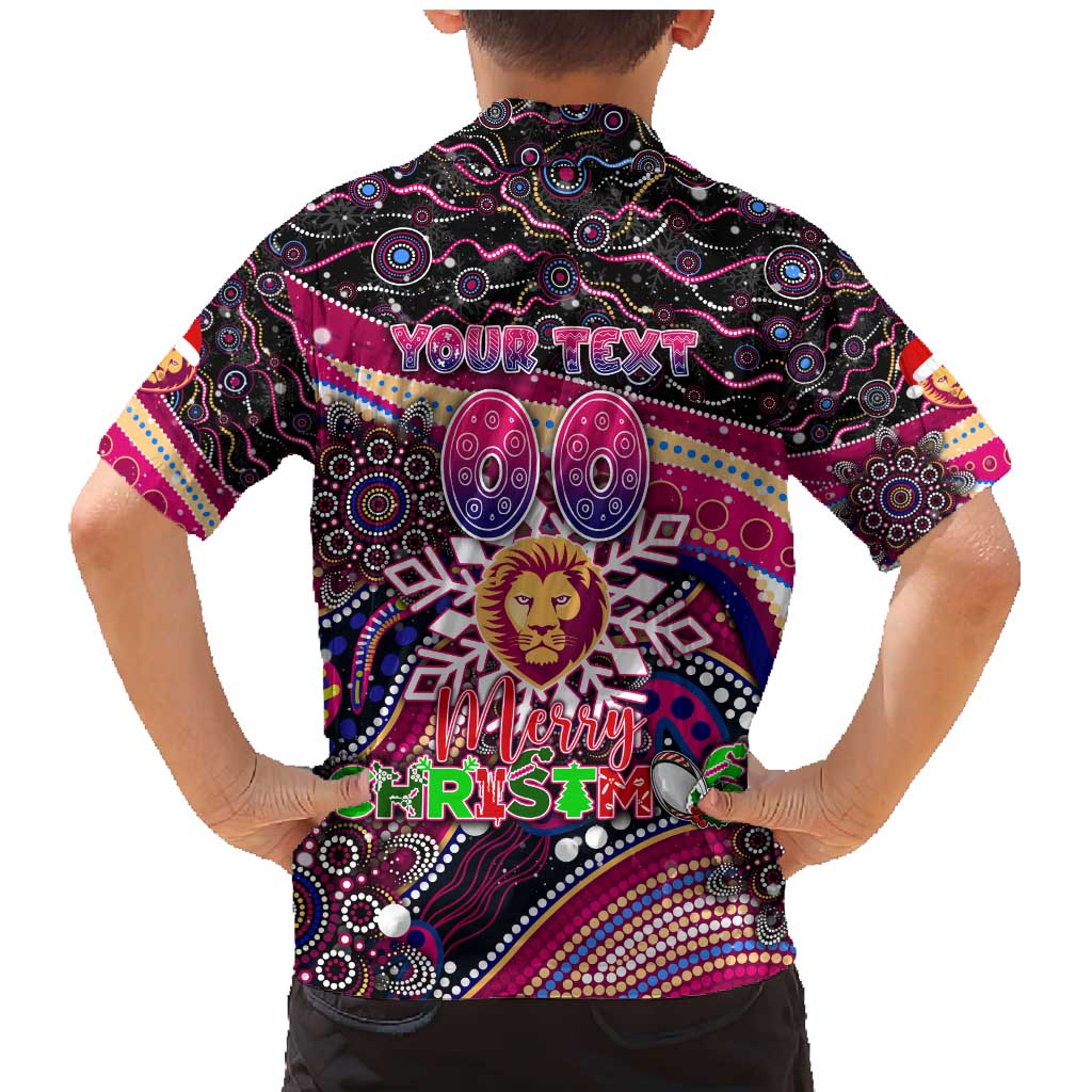 Merry Christmas AFL Brisbane Lions Family Matching Mermaid Dress and Hawaiian Shirt Aboriginal Santa Football Mascot