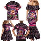 Merry Christmas AFL Brisbane Lions Family Matching Mermaid Dress and Hawaiian Shirt Aboriginal Santa Football Mascot