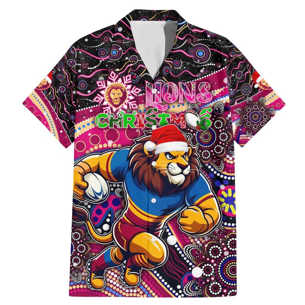 Merry Christmas AFL Brisbane Lions Family Matching Mermaid Dress and Hawaiian Shirt Aboriginal Santa Football Mascot