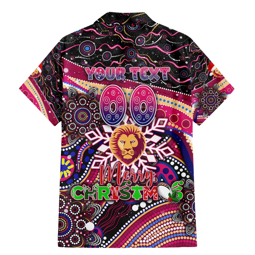 Merry Christmas AFL Brisbane Lions Family Matching Mermaid Dress and Hawaiian Shirt Aboriginal Santa Football Mascot