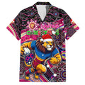 Merry Christmas AFL Brisbane Lions Family Matching Off The Shoulder Long Sleeve Dress and Hawaiian Shirt Aboriginal Santa Football Mascot