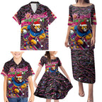 Merry Christmas AFL Brisbane Lions Family Matching Puletasi and Hawaiian Shirt Aboriginal Santa Football Mascot