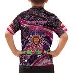 Merry Christmas AFL Brisbane Lions Family Matching Short Sleeve Bodycon Dress and Hawaiian Shirt Aboriginal Santa Football Mascot
