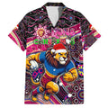 Merry Christmas AFL Brisbane Lions Family Matching Short Sleeve Bodycon Dress and Hawaiian Shirt Aboriginal Santa Football Mascot