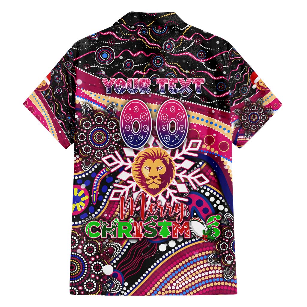 Merry Christmas AFL Brisbane Lions Family Matching Short Sleeve Bodycon Dress and Hawaiian Shirt Aboriginal Santa Football Mascot