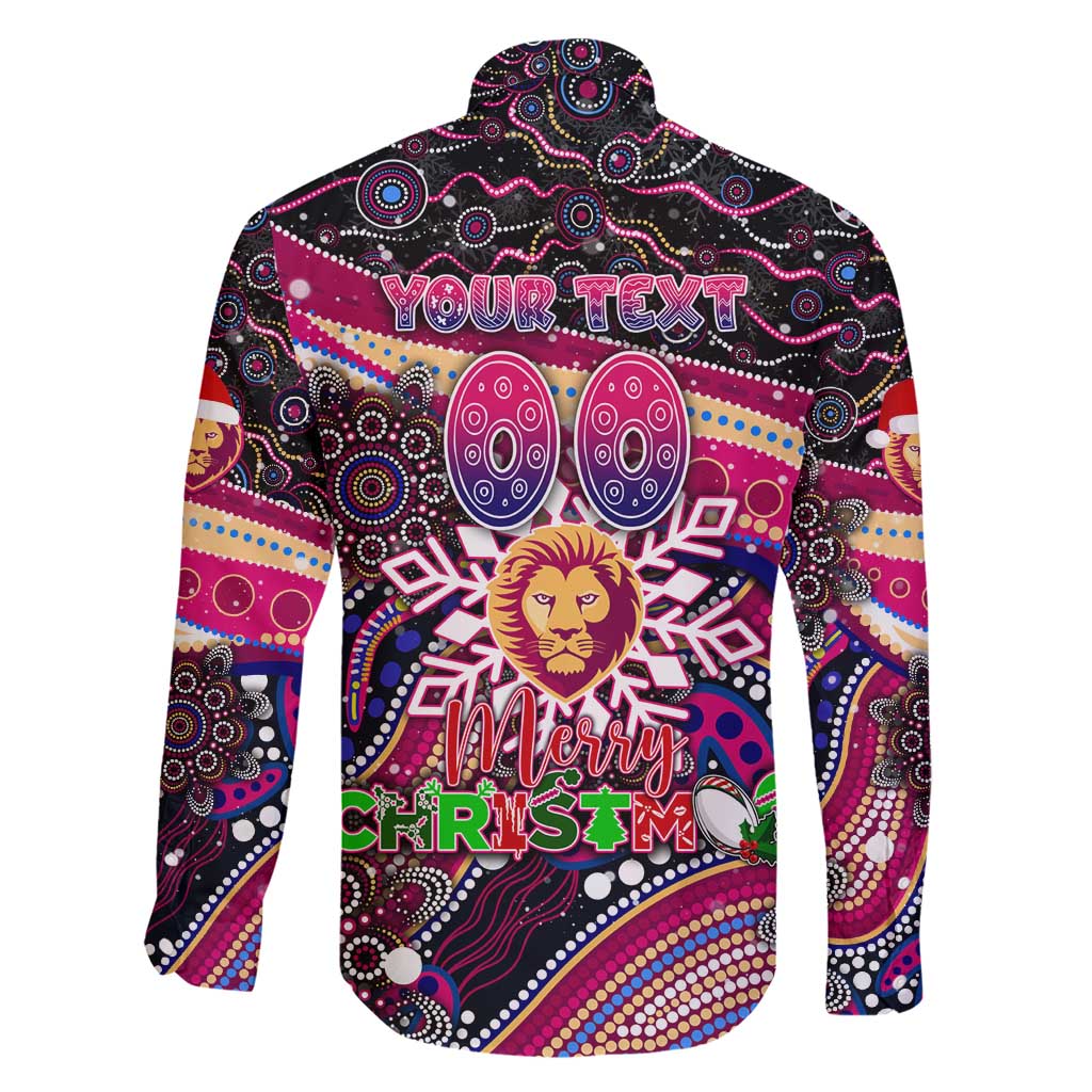 Merry Christmas AFL Brisbane Lions Family Matching Short Sleeve Bodycon Dress and Hawaiian Shirt Aboriginal Santa Football Mascot