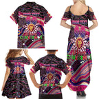 Merry Christmas AFL Brisbane Lions Family Matching Summer Maxi Dress and Hawaiian Shirt Aboriginal Santa Football Mascot