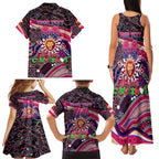Merry Christmas AFL Brisbane Lions Family Matching Tank Maxi Dress and Hawaiian Shirt Aboriginal Santa Football Mascot