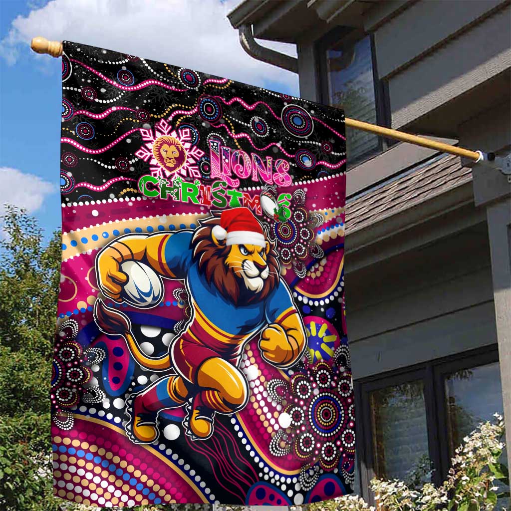 Merry Christmas AFL Brisbane Lions Garden Flag Aboriginal Santa Football Mascot