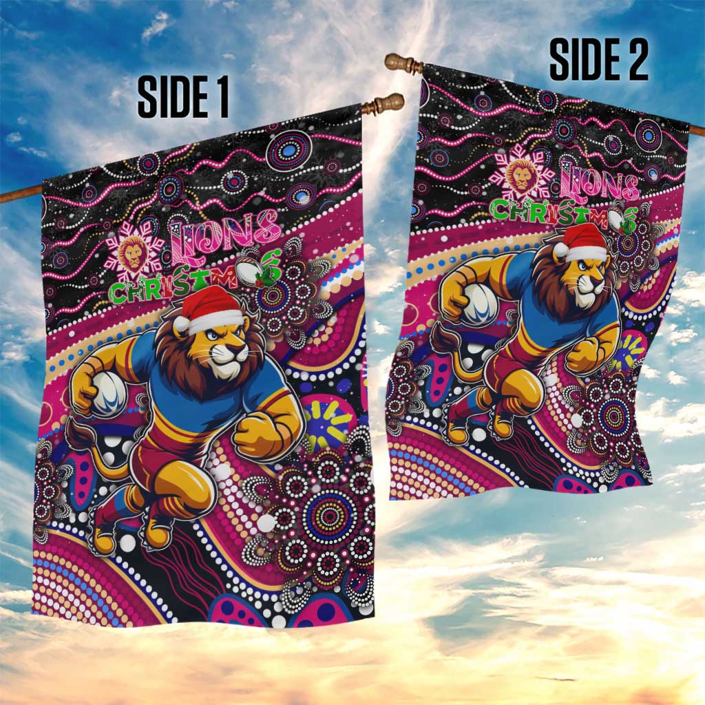 Merry Christmas AFL Brisbane Lions Garden Flag Aboriginal Santa Football Mascot