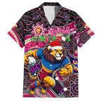 Merry Christmas AFL Brisbane Lions Hawaiian Shirt Aboriginal Santa Football Mascot