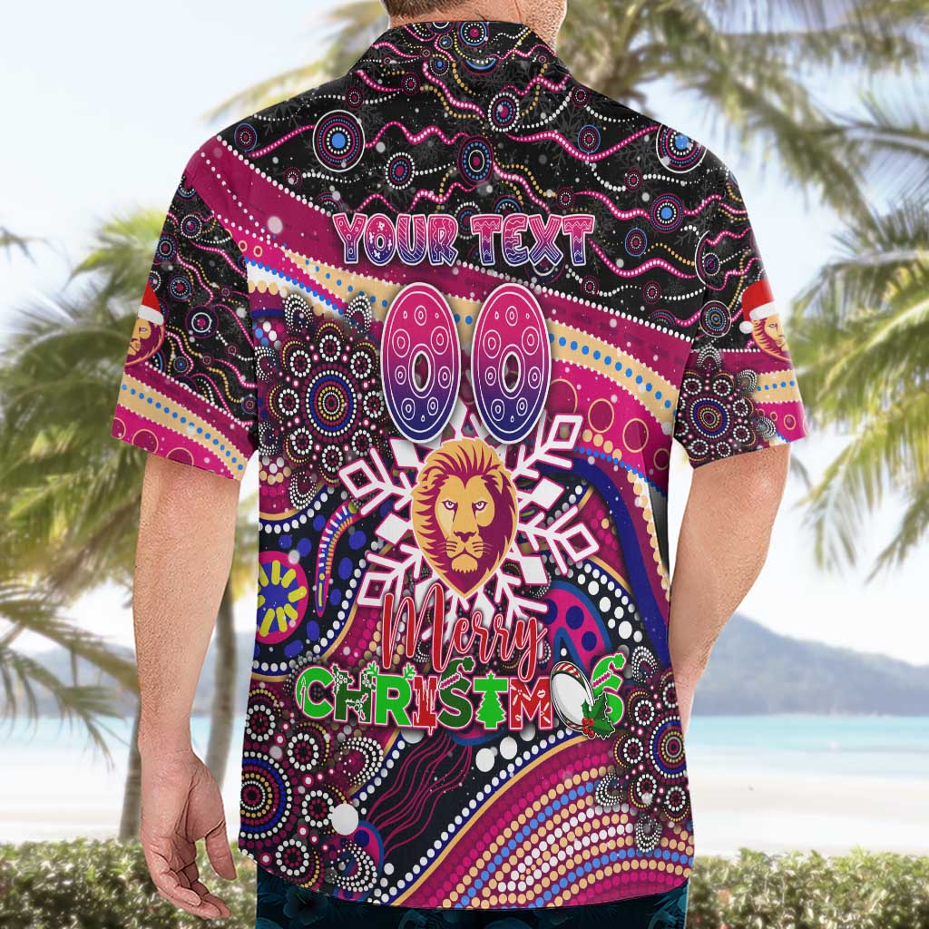 Merry Christmas AFL Brisbane Lions Hawaiian Shirt Aboriginal Santa Football Mascot