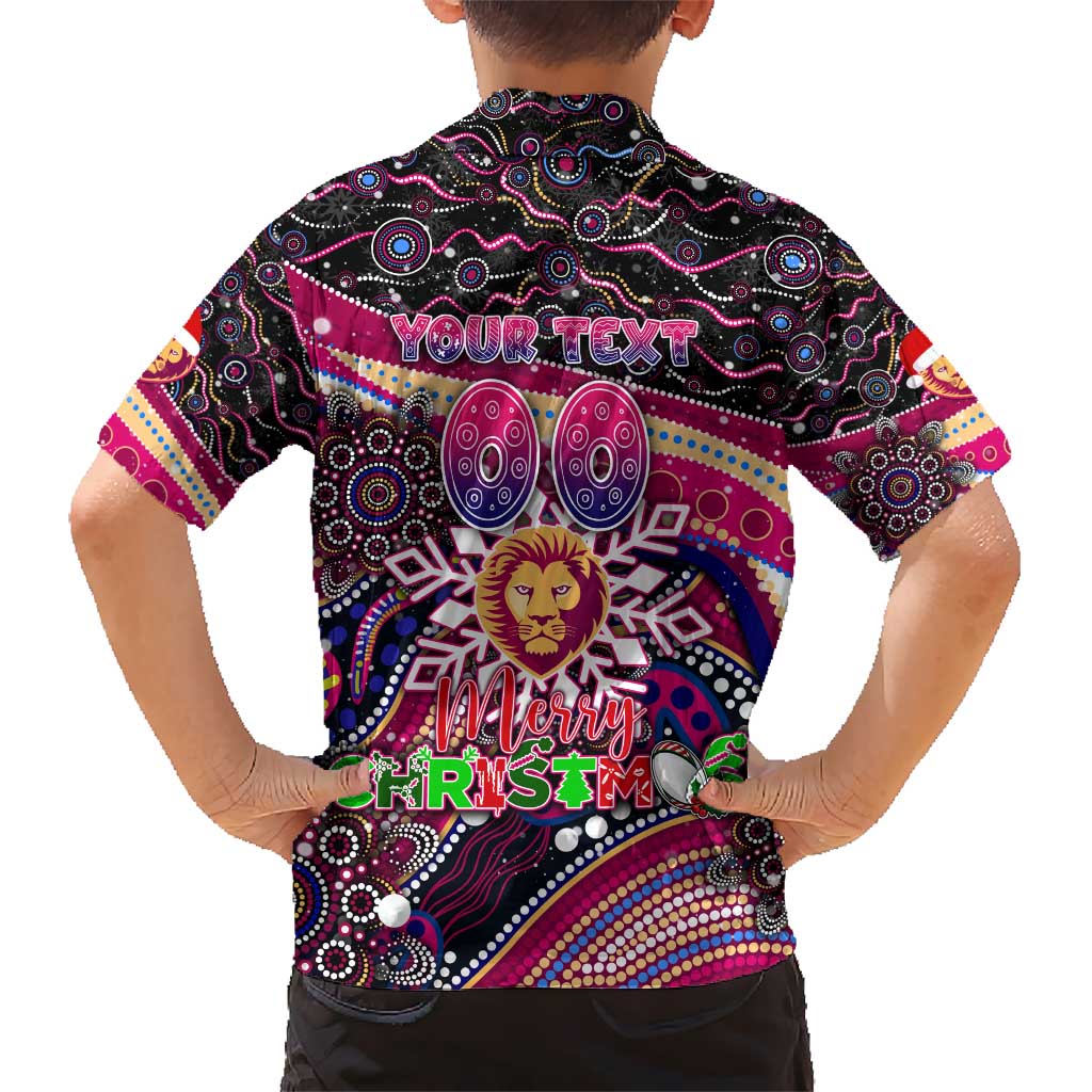 Merry Christmas AFL Brisbane Lions Hawaiian Shirt Aboriginal Santa Football Mascot
