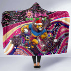Merry Christmas AFL Brisbane Lions Hooded Blanket Aboriginal Santa Football Mascot