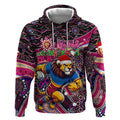 Merry Christmas AFL Brisbane Lions Hoodie Aboriginal Santa Football Mascot